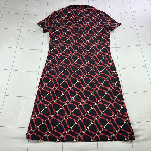 Ibkul Dress Womens XS Black Red Chain Equestrian Short Sleeve Golf Sporty Casual - Picture 2 of 9